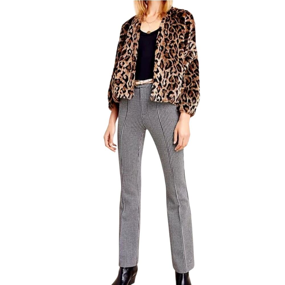 Anthropologie Essential‎ Trouser Pants Womens 6 Houndstooth Black White Preppy